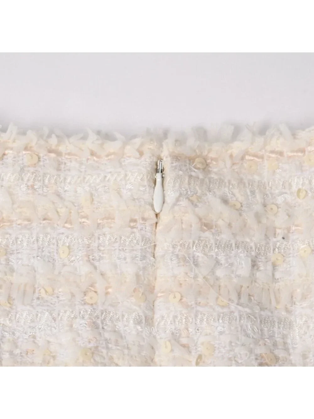Chanel Skirt Tweed Sequin CC Logo White